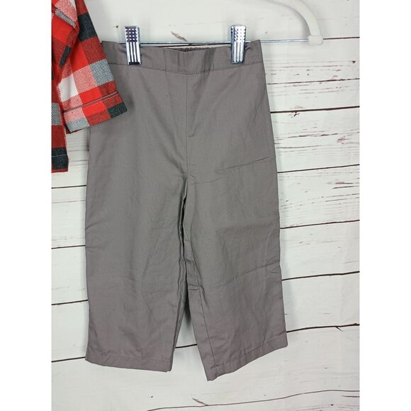 The Oaks Apparel Red & Gray Plaid Shirt With Gray Pants Set 24 months NWT - Picture 5 of 9